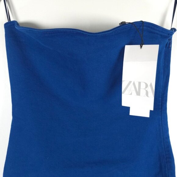 NWT ZARA Blue Bandeau Denim Strapless SEXY Stretch Mini Dress 6929/204 Size XS - Picture 12 of 16